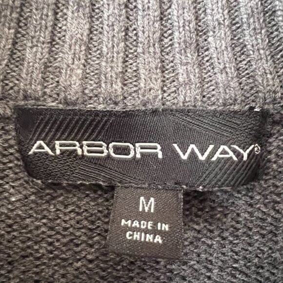 Arbor Way Zip Up Cotton Sweater Men's Size M Gray Mock Neck - Picture 6 of 9